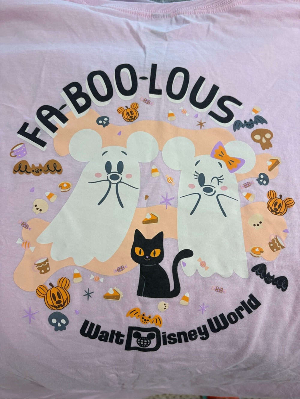 Disney Adult 2X Pink 'Faa-Boo-Lous' Halloween Ghost Tee-NWT